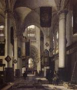 REMBRANDT Harmenszoon van Rijn, Interior of a Protestant  Gothic Church with Architectural Elements of the Oude Kerk and Nieuwe Kerk in Amsterdam